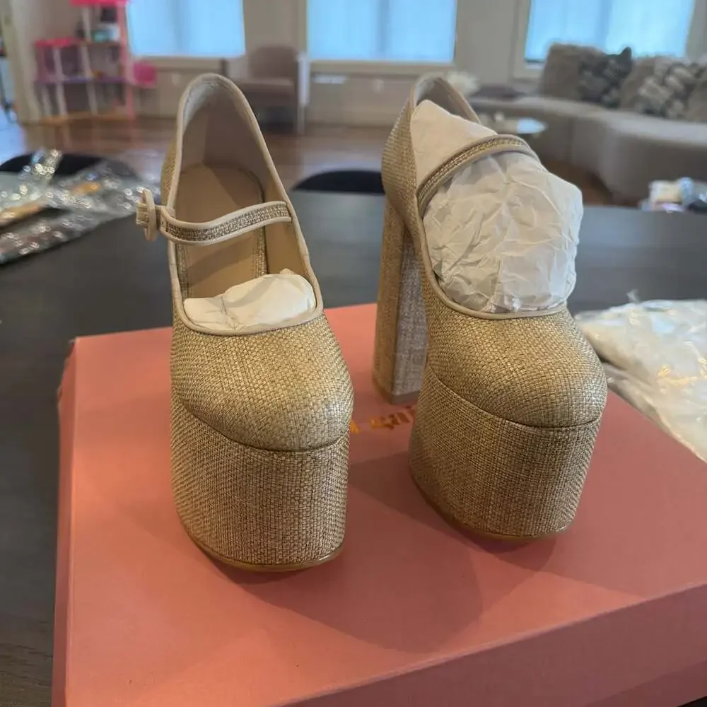 Cult Gaia Angelou Mary Jane Platform Pump natural color Nude brand new size 5 - Picture 6 of 12